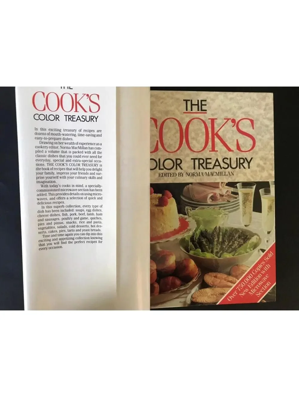 Vintage Cookbook, The Cooks Color Treasury, Large Pictorial Cook Book, 1982,